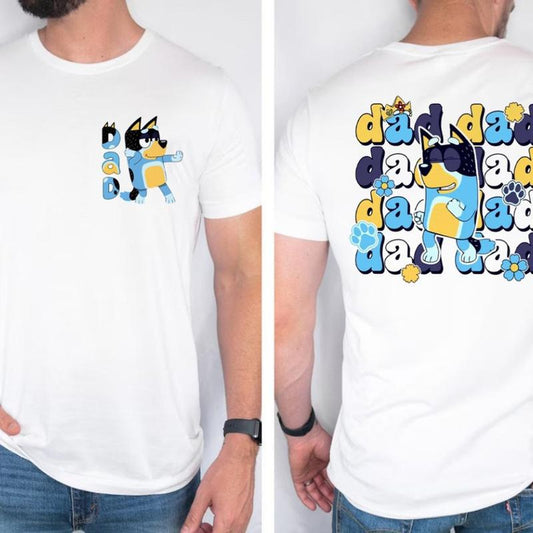 Cool Dad Bluey Daddy Pattern Classic T-shirt - 2 Side  - Fit For All Sizes - Fashion For All - Flexible Fashion Fits - Perfect For Every Occasion - Fu