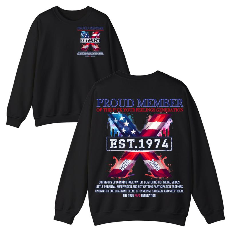 Custom Year FAFO Proud Member Gen X 2 Side T-shirt, 1965-1980 Hose Water Gen X Shirt, Proud Member Flag Generation Shirt