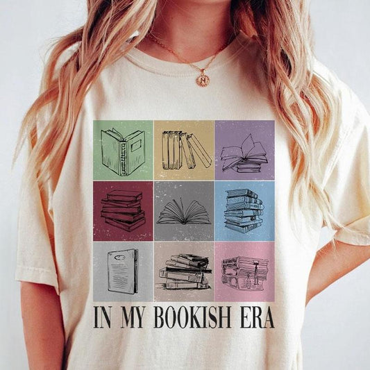 Comfort Colors Book Lovers Shirt, In My Bookish Era Shirt, Minimalist Book Reading Tshirt, Book Floral Shirt, Gifts for Bookworm, Reading Teacher, Lib