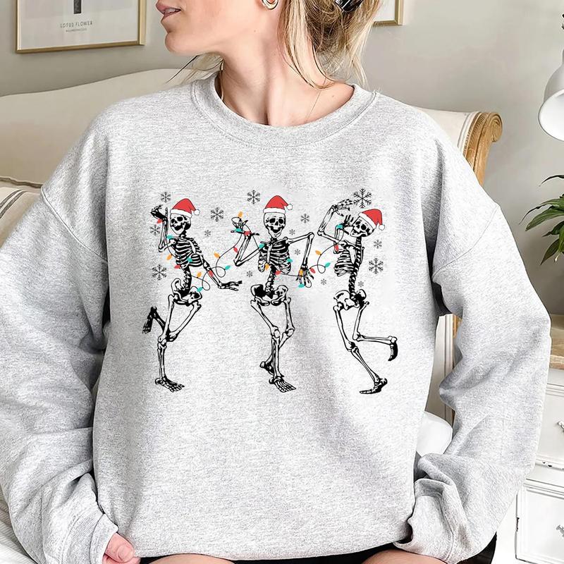 Dancing Skeleton Chirstmas Sweatshirt, Hoodie, Tshirt, Cute Christmas 2024 Gifts