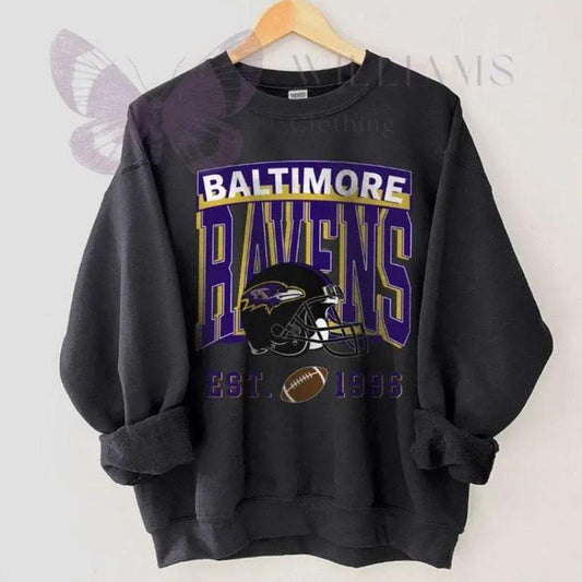 Vintage 90s Ba-lti-mo-re Football Unisex Crewneck, B-al-ti-mo-re Football Sweatshirt, American Football Sweatshirt, Ba-ltim-ore R-av-ens Fan Gifts, Gi