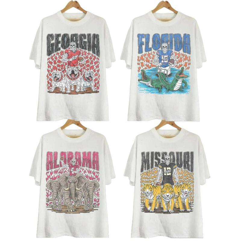 Vintage College Football NCAA T-shirt, Vintage T-shirt All Teams NCAA Classic Cotton Sport Top