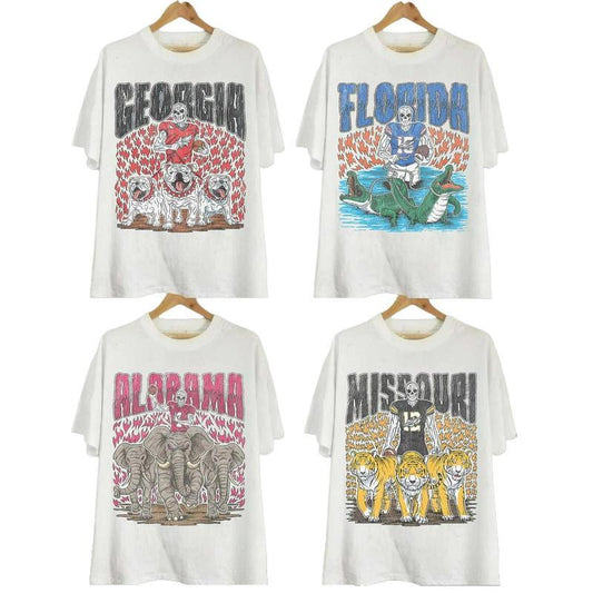 Vintage College Football NCAA T-shirt, Vintage T-shirt All Teams NCAA Classic Cotton Sport Top