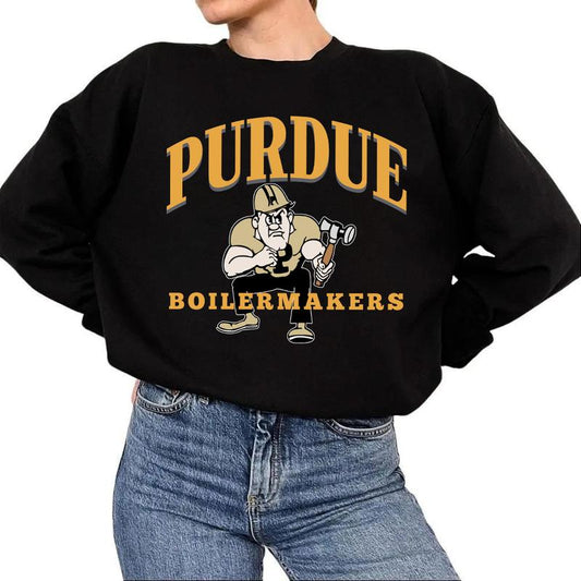 Unisex Vintage Purdue Boilermakers T-Shirt Cotton Fabric Menswear Top