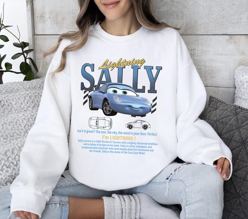 Vintage 2 Sided Lightning Sall.y Shirts, Cartoon Car Lovers Sweatshirt Gifts for Girlfriend