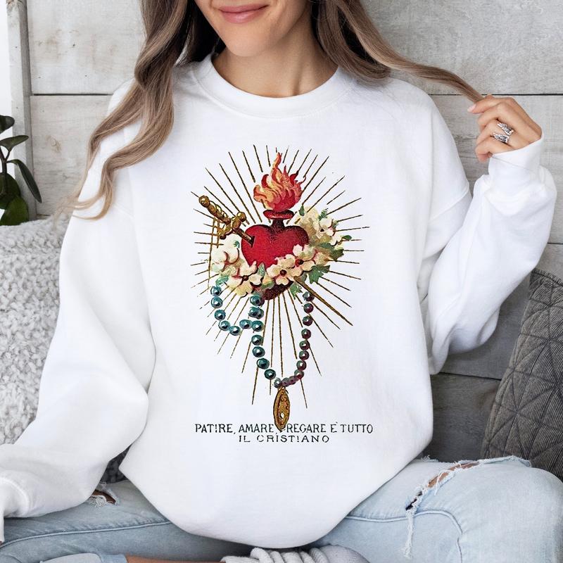 Sacred Heart - Shirt or Sweatshirt, Blessed Heart, Pink Sweatshirt