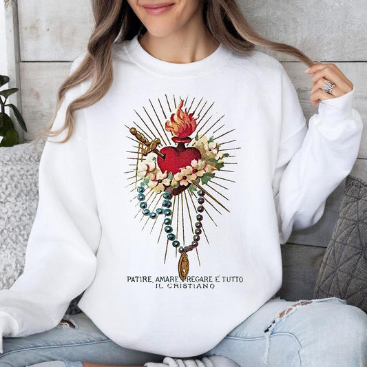 Sacred Heart - Shirt or Sweatshirt, Blessed Heart, Pink Sweatshirt