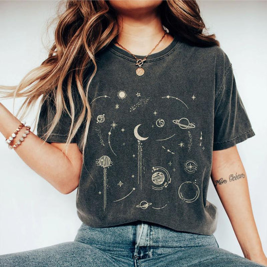 Comfort Celestial Shirt, Vintage Astrology Shirt, Spiritual Shirt for Women, Aesthetic TShirt Gift for Her, Moon Tee, Mystical T-Shirt, Boho Moon Phas