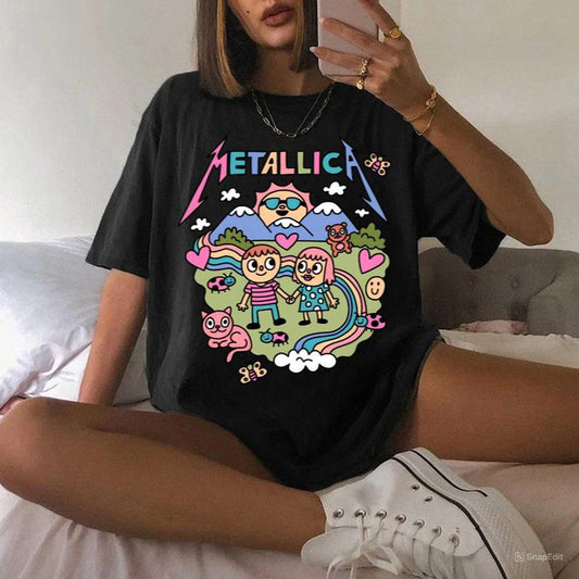 Vintage Metallica Rainbow Tshirt Happy Time Shirt Metallica 90s Records Rock Gift for Friends