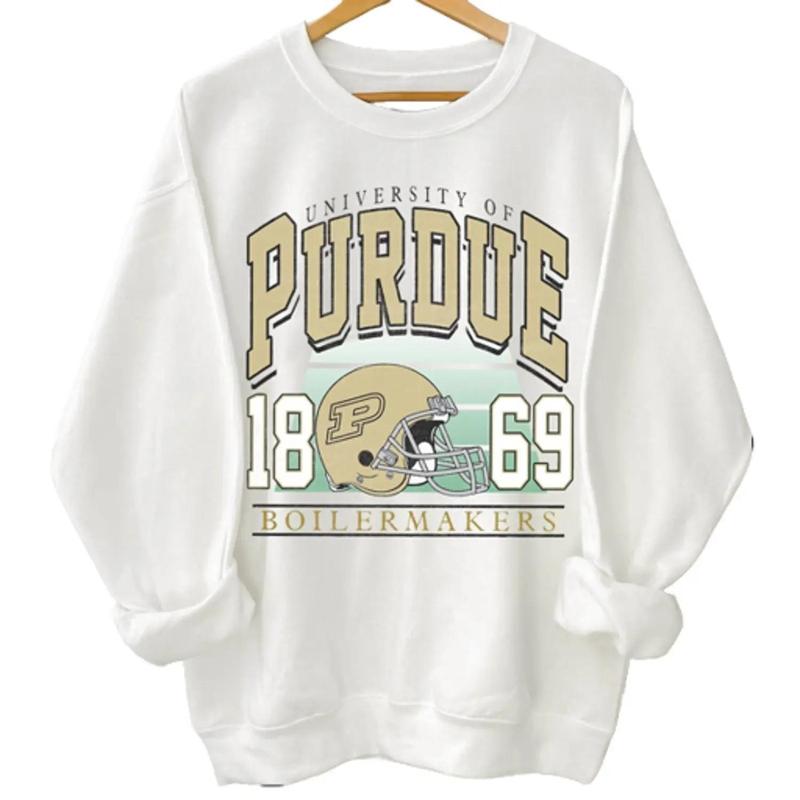 Retro 90s Purdue Crewneck Sweatshirt with Vintage Style Fan Gift Cotton Menswear