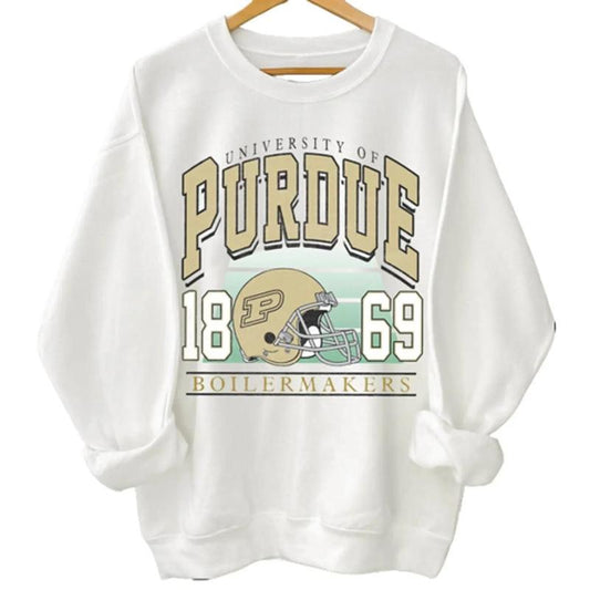 Retro 90s Purdue Crewneck Sweatshirt with Vintage Style Fan Gift Cotton Menswear
