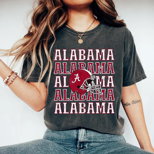 Alabama Five Distressed & Not Distressed Shirt, Crimson Tide Shirt, Alabama Football Shirt, Cotton Crewneck