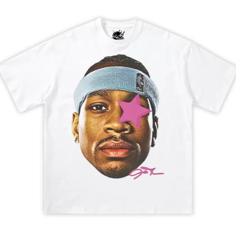 Allen Iverson AI Pink Star Boxy Cotton Tee Shirt