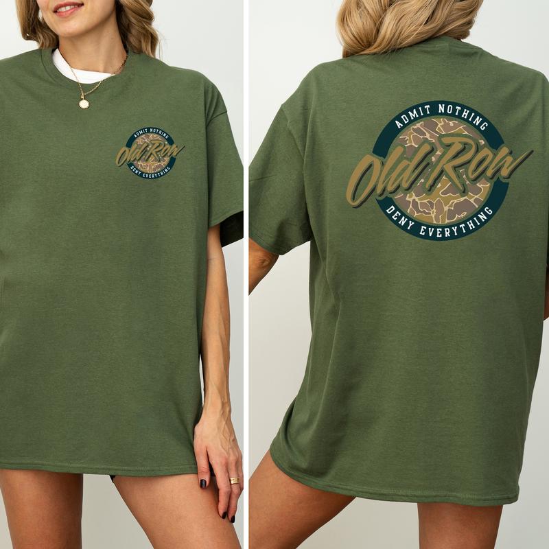 Vintage 80s Old Row Camo Shirt 2-Sided, Old Row Circle Logo Printed Tee, Retro OldRow T-shirt, Hunting Tee, Summer Drink Tee, Drinking Tshirt, Soft Co