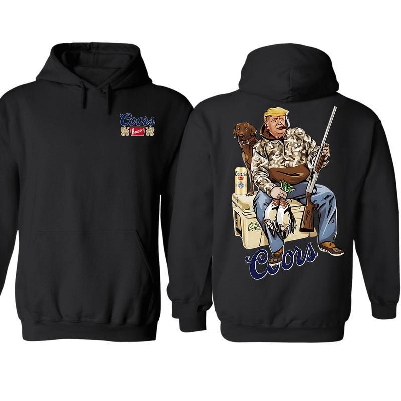 Hunter Trump With Coors Banquet Beer Double Sided Hoodie, Crewneck Sweatshirt And T-shirt, For Men And Women