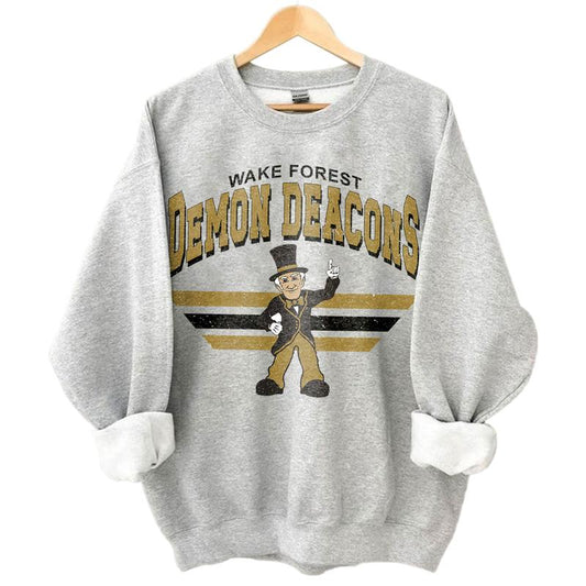 Wake Forest Demon Deacons Vintage NCAA Sweatshirt, University Sport Shirt, Classic Gift for Football Fans, Cotton, Unisex Comfort Hoodie Collection