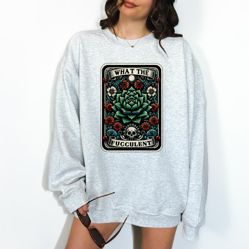 What the Facculent - Unisex Crewneck Sweatshirt - Print is Sublimation, Funny Tee, Funny Apparel, Gift Idea, Relaxed Fit, Casual Apparel