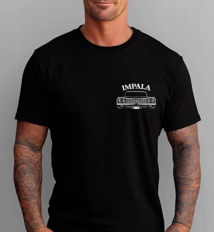 Vintage Vibe 2 Sides Chevy Impala 1964 Men's Cotton Tee Old School Chevy Tee Gift for Him Classic Ford Car Casual Menswear