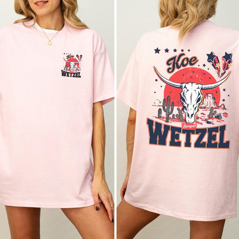 Vintage Koe Wetzel Bullhead Cowboy Shirt 2-Sided, Western Cowboy Printed Tee, Koe Wetzel Tshirt, Retro Bullhead T-shirt, Country Women's Tops, Soft Co