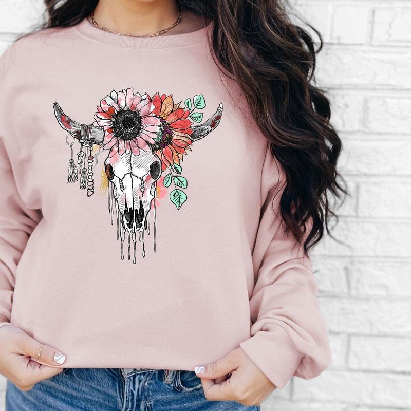 Floral Skull Crewneck Sweatshirt