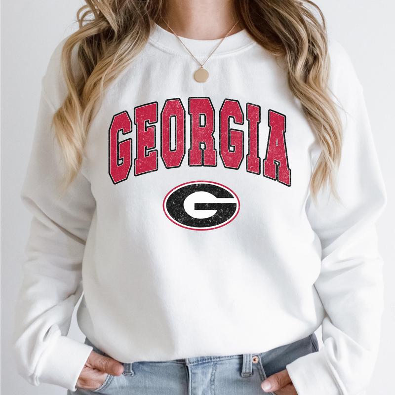 Georgia Bulldogs Vintage Football NCAA Trendy Sweatshirt, University of Georgia Unisex Football NCAA Shirt, Crewneck, Cotton, Sweaters, Pullover