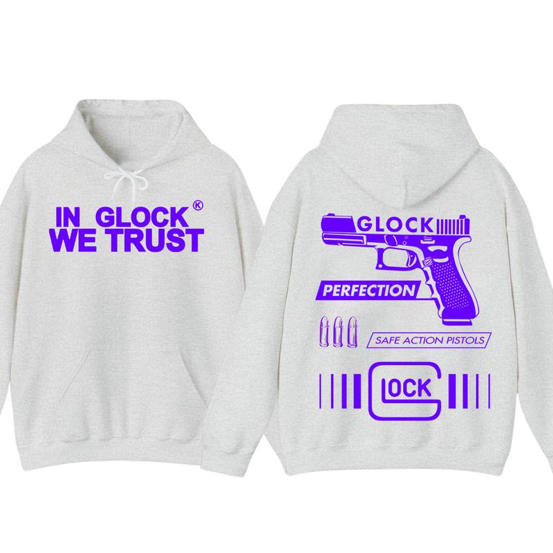 IN GLOCK WE TRUST Hoodie - Double side print - GLock Hoodie -Full color - Classic Menswear for Winter - Glock shirt - For her - for him - Underwear