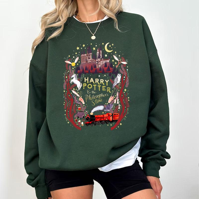HP And PhiIosopher's Stone Hogwarts Unisex Sweatshirt Hoodie Shirt Cotton Relaxed Fit potterhead gift
