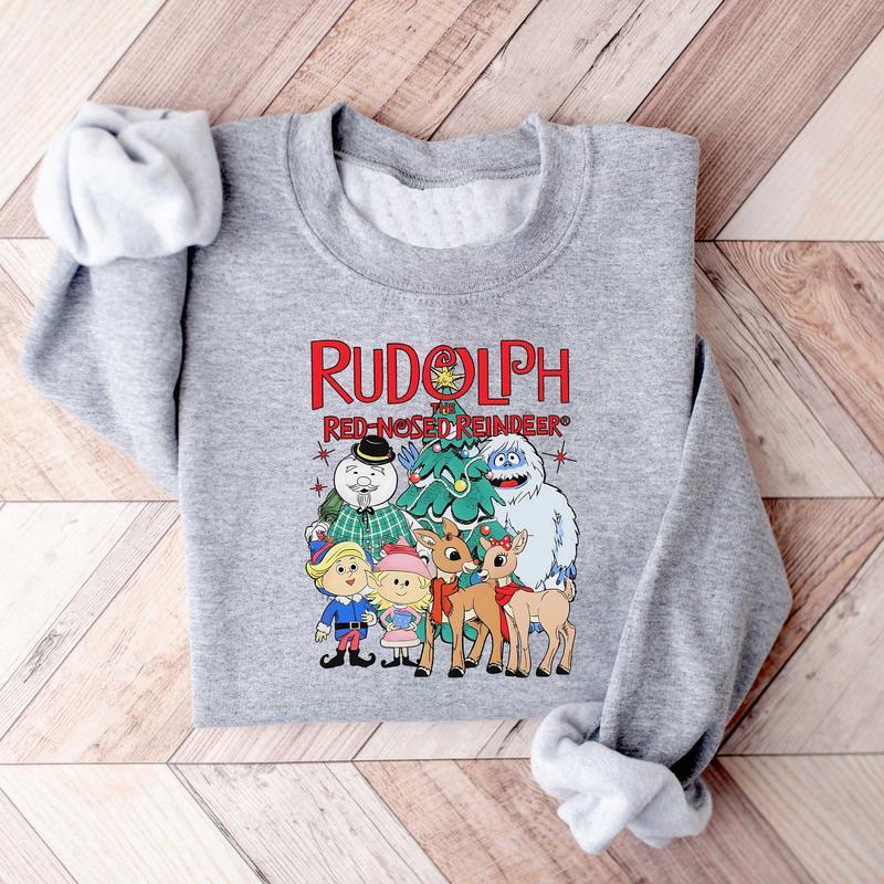 Rudolph The Red Nosed Reindeer Christmas Sweatshirt - Funny Holiday Shirt for Men and Women - Fabric, Cotton