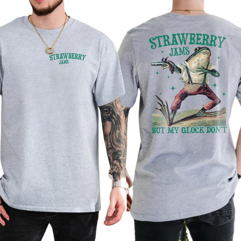 Casual, 2-sided Colors Strawberry Jams But My Glock Dont, Full Color, For Men ,Gift For men, Casual