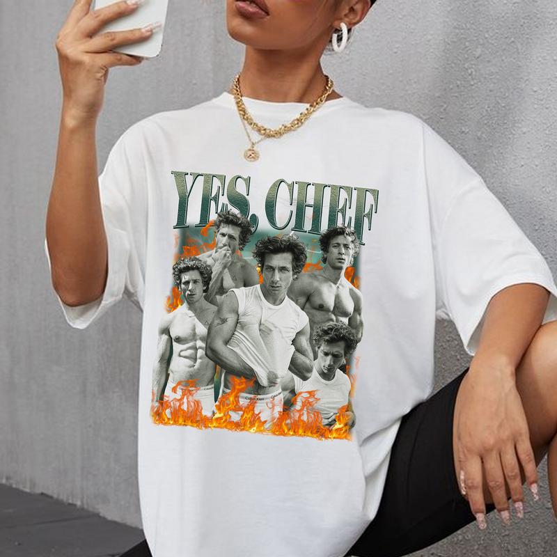 Retro Yes Chef Jeremy Allen White, The Bear, Yes Chef Fire T-Shirt Sweatshirt Hoodie Unisex Casual Fit