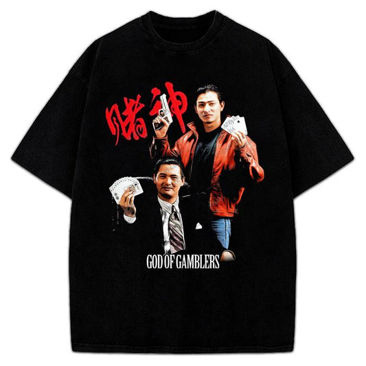 God Of Gamblers Chow Yun-fat Andy Lau Hong Kong Vintage Style 90's T-Shirt Cotton Menswear