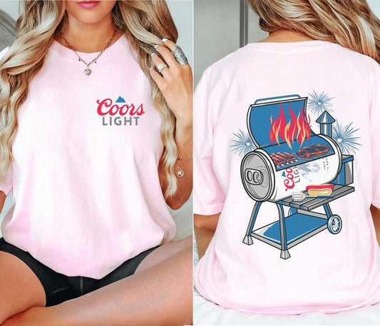 Coors Light Beer Shirt, Coors Light BBQ Tshirt, Drinking Lovers Barbecue Dad Shirt, Grill Beer Dad Shirt