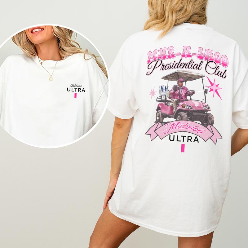 Golf Club Michelob Ultra Beer Pink Graphic Shirt, Funny Golf T-shirt, Drinking Tshirt, Drink Shirt, Comfort Clothing, Cotton Fabric Tshirt, Printed Wo