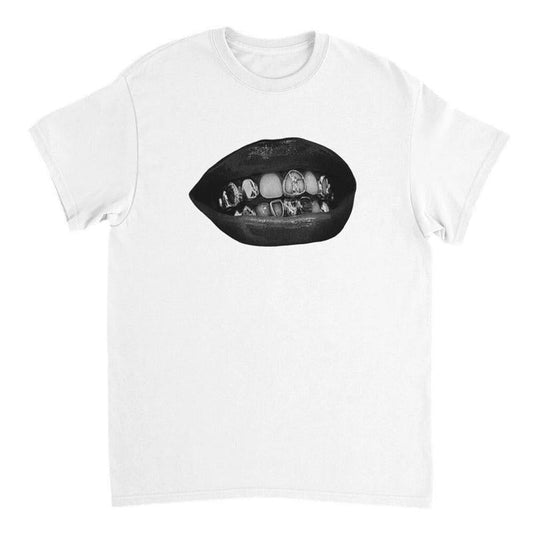 Grillz Graphic White Unisex T-shirt T-Shirt Gildan 5000, gift for men women Crewneck Cotton Crewneck