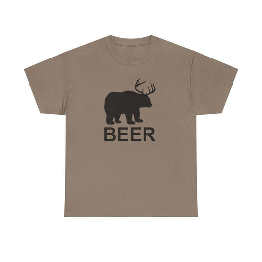 Bear and Deer Heavy Cotton Tee - Beer Shirt - Funny Shirt - Gift For Men And Women - Outdoors - Nature - Hunting Shirt