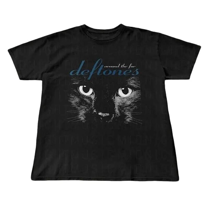 Deftones Around The Fur Tee, 90s Nu-Metal, Deftones Cat, Unisex shirt, Music Gif Crewneck Cotton Menswear Top