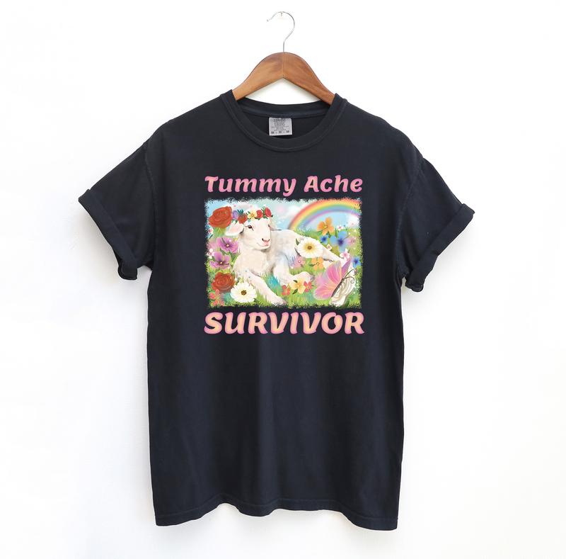 Tummy Ache Survivor Lamb Tshirt, Cute Tshirt, Comfort Colors Shirt