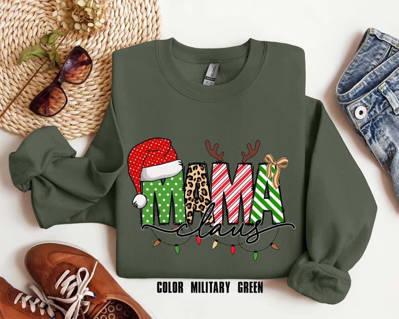 Mama Claus Sweatshirt, Merry Christmas Sweatshirt, Christmas Shirt, Christmas Sweatshirt, Christmas Gift For Mama, Christmas Mama Sweatshirt