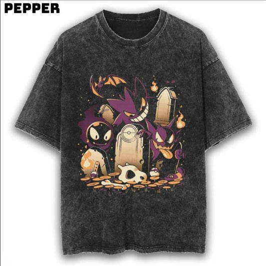 Graveyard Gengar Vintage Pokemon Shirt, Gift for Him & Her, Unisex Anime Tee, Trendy Pokemon Graphic, Cute Top for Fans