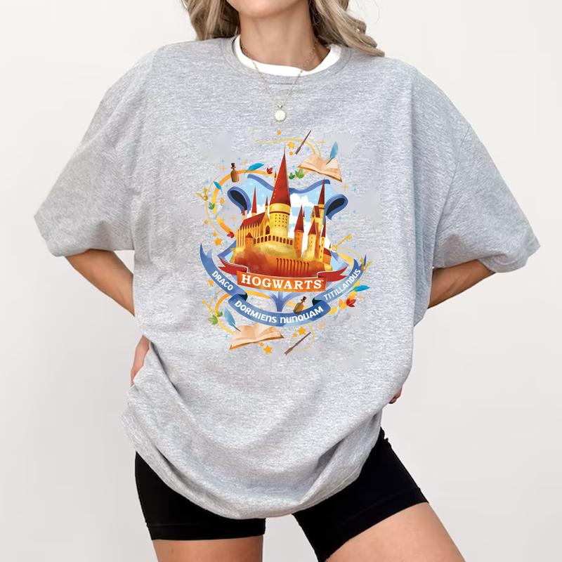 HP Cartoon Hogwarts Sweatshirt Hoodie Shirt, gift for fan Cotton Relaxed Fit Sweaters Tee