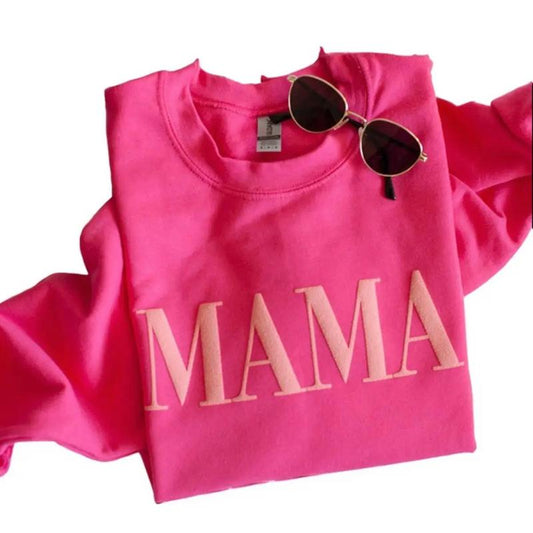 Pink Mama Puff Print Crewneck Sweatshirt, Hoodie, T-shirt