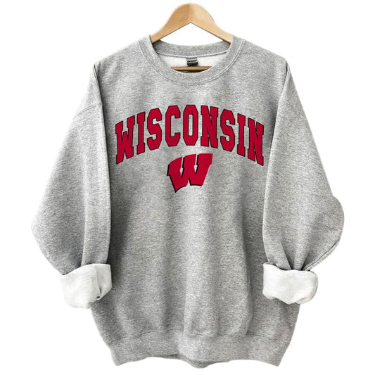 Wisconsin Badgers NCAA Football Vintage Shirts, Graphic University of Wisconsin NCAA Basketball Team Shirt, Gift Top Unisex Cotton Shirt For Sport Fan
