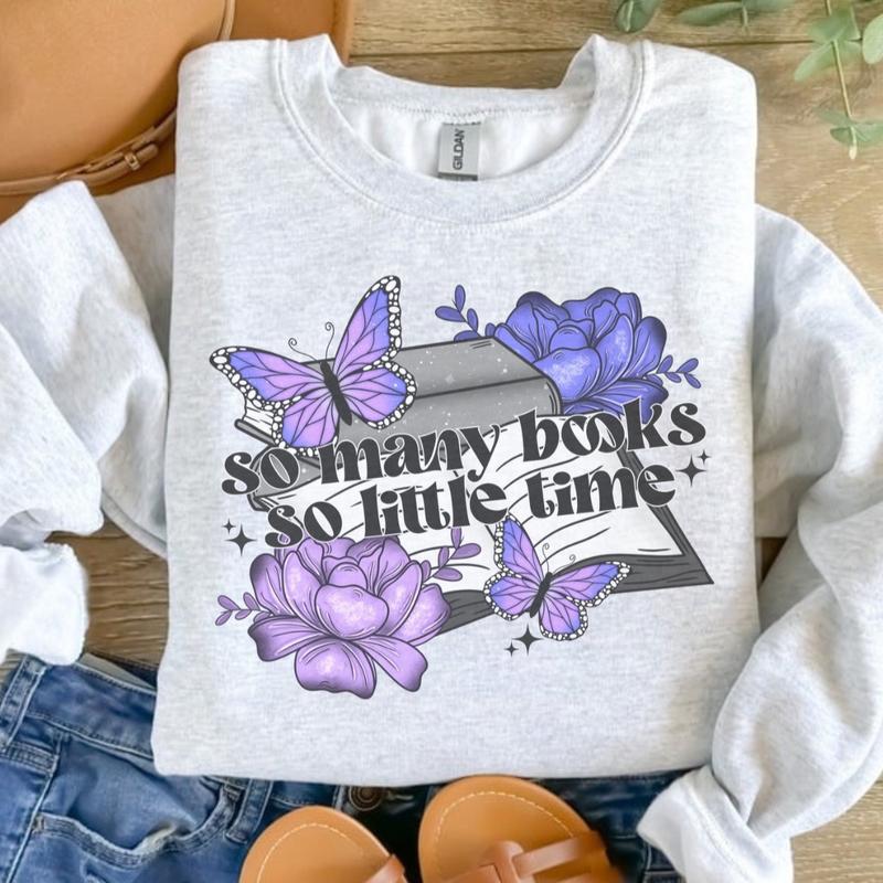 So Many Books So Little Time Sweatshirt - Ash Grey - Sublimation - Booktok - Unisex Jersey Sweatshirt