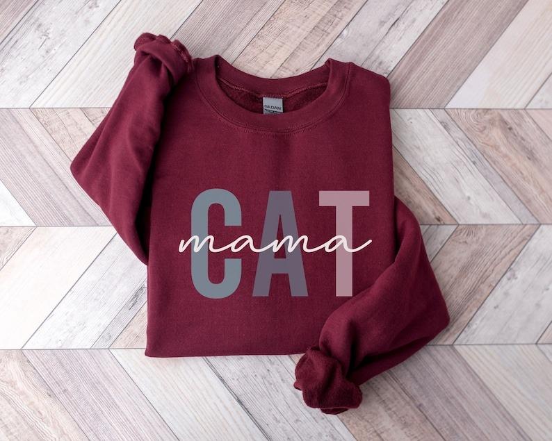 Cat Mom Sweatshirt  Cat Mom Crewneck  Cat Mama Fur Mama  Cat Lovers Sweatshirt Cotton Comfort