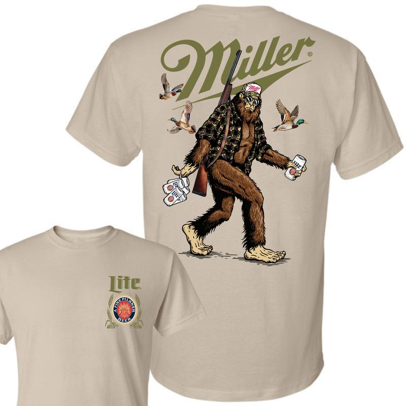 Big Foot Hunting Miller Lite 2-sided shirt, Hunting shirt, shirt Full Color Full Size for men and women