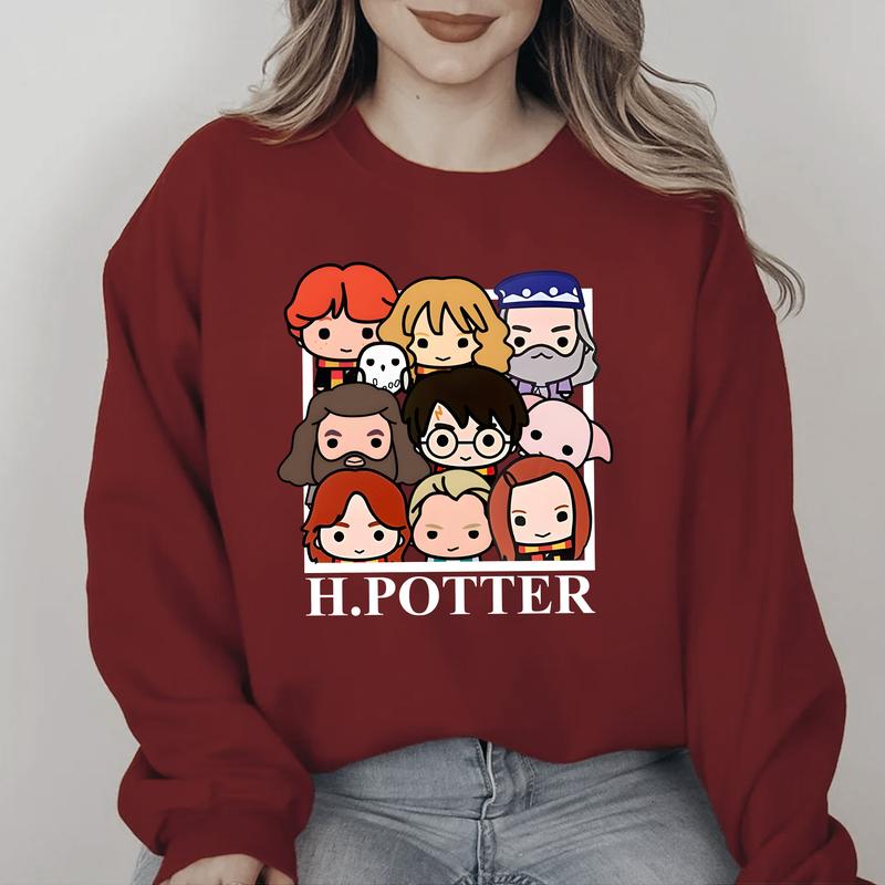 HP Cute Characters At Hogwarts Unisex Sweatshirt Hoodie Shirt Cotton Relaxed Fit potterhead gift