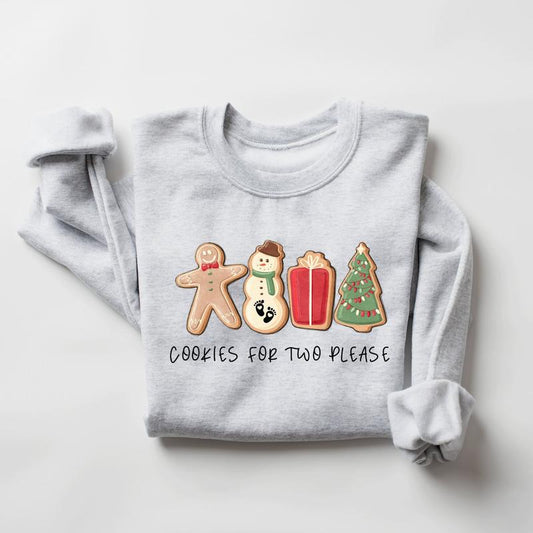 Christmas Cookies For Two Please Pregnancy Announcement Christmas Sweatshirt, Pregnancy Reveal Christmas Sweater, Maternity Christmas Shirt