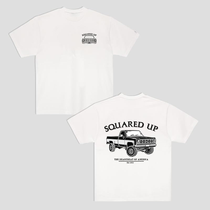 Vintage Vibe 2 Sides Squared Up 1973 GMC Sierra Men's Cotton Tee Old School GMC Tee Gift for Him Truck Shirt Classic GMC Truck Casual Menswear Streetw