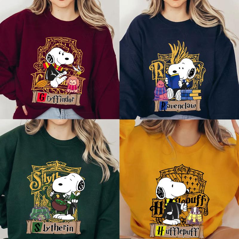 Wizard Snoopy Hogwarts Houses Shirts , Harry Potter Sweatshirts, Bookish Shirt