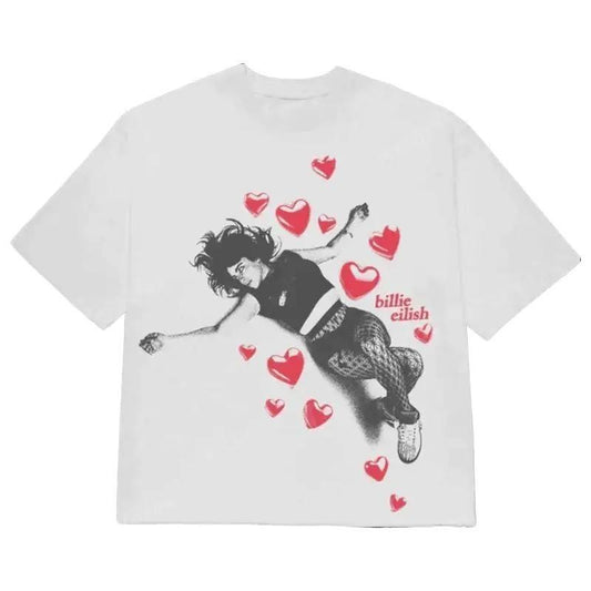 B-Billieeee Eilish 2024 Tour T-shirt Hip Hop Casual Oversized Cotton T-Shirt Short Sleeve Crewneck for All Sizes